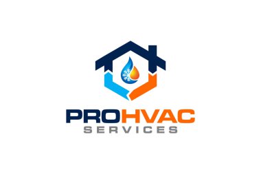 Tesisat, ısıtma ve soğutma hizmeti Logo Tasarım şablonu çizim grafik vektörü