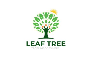 Yaprak ağacı büyüme logosu şablonunun grafiksel çizimi
