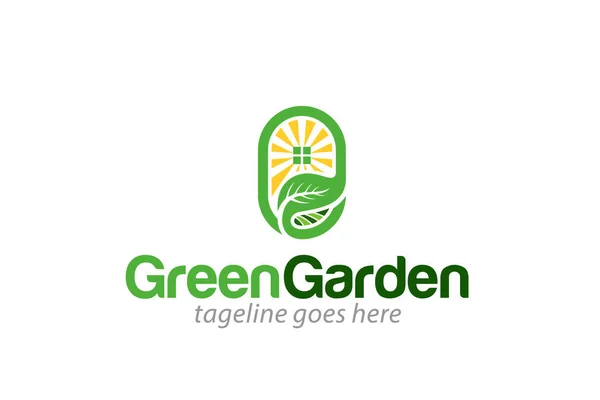 Ilustracja Wektor Grafika Zielony Ogród Przyroda Środowisko Projekt Szablon Logo — Wektor stockowy