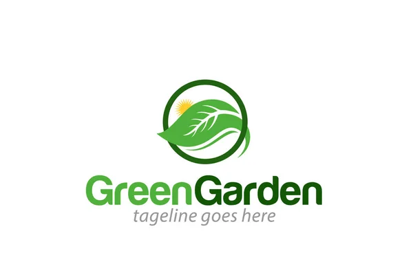 Illustration Graphique Vectoriel Vert Jardin Environnement Nature Logo Conception Modèle — Image vectorielle