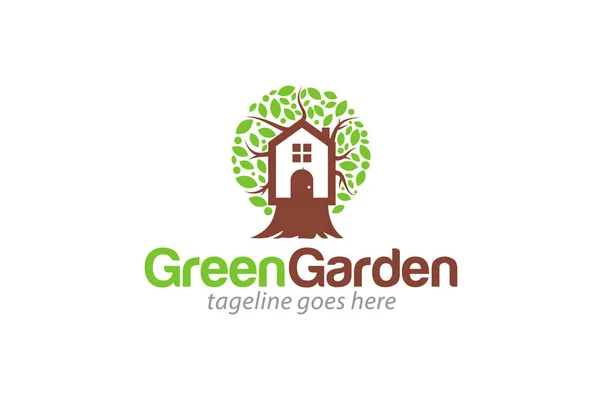 Illustration Graphique Vectoriel Vert Jardin Environnement Nature Logo Conception Modèle — Image vectorielle