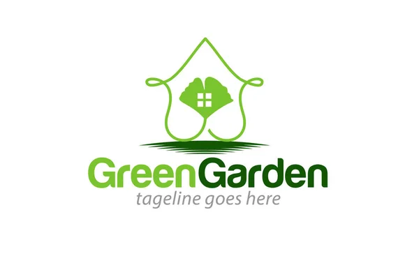 Ilustracja Wektor Grafika Zielony Ogród Przyroda Środowisko Projekt Szablon Logo — Wektor stockowy