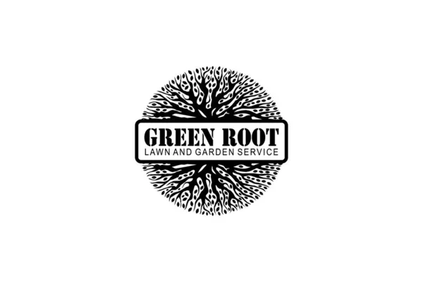 Kreative Grafik Vektor Der Grünen Wurzel Auf Weißem Hintergrund Logo — Stockvektor