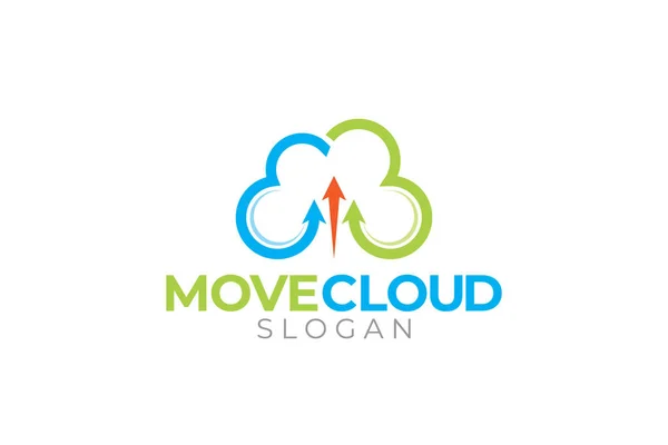Illustration Vektorgrafik Von Cloud Storage Network Logo Design Template — Stockvektor