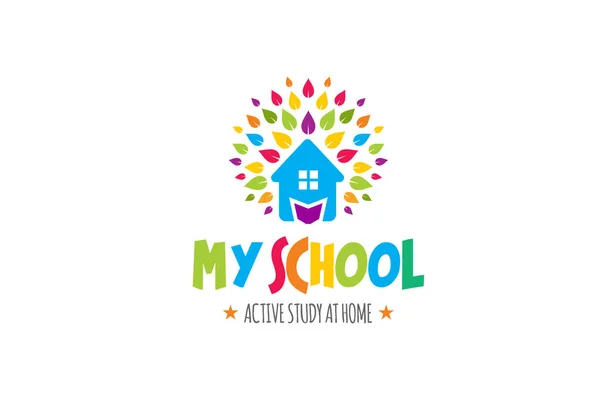 Illustration Vector Graphic Kids School Elementary Colour Full Logo Design — Stock Vector