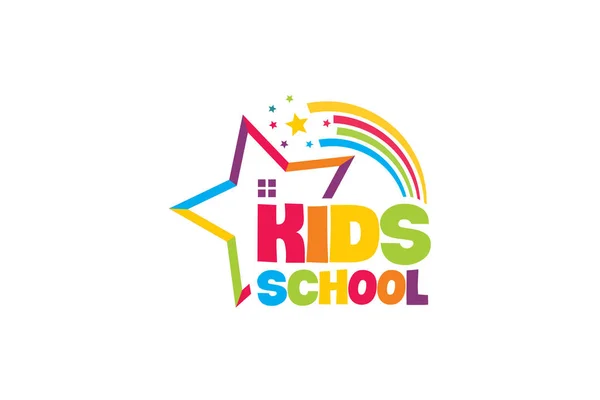 Εικονογράφηση Διάνυσμα Γραφικών Του Δημοτικού Σχολείου Παιδιών Χρώμα Πλήρες Λογότυπο — Διανυσματικό Αρχείο