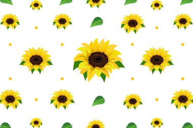 Ayçiçeği desenli güzel çiçeklerin çizim vektörü