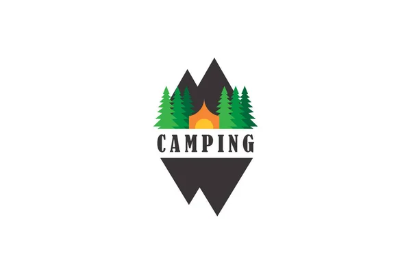 Kamp Macera Logosu Tasarım Şablonunun Yaratıcı Grafik Vektörü — Stok Vektör