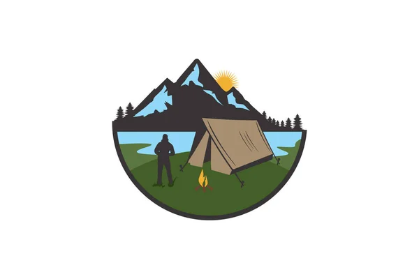 Modèle Graphique Créatif Conception Logo Camping Aventure — Image vectorielle