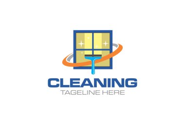 Modern ev temizleme iş logosu tasarım şablonu çizimi