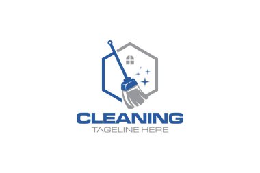 Modern ev temizleme iş logosu tasarım şablonu çizimi