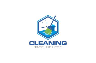 Modern ev temizleme iş logosu tasarım şablonu çizimi