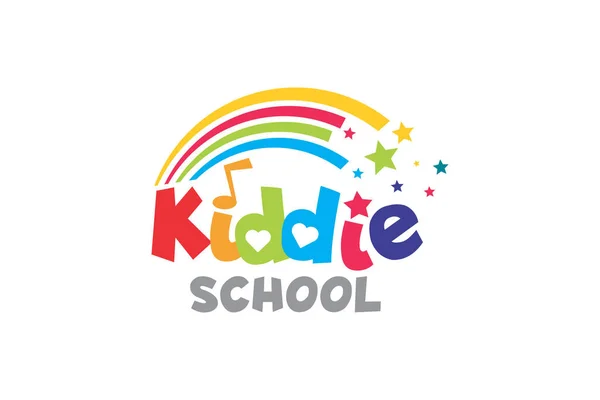 Παιδικό Σχολείο Στοιχειώδες Χρώμα Πλήρες Διάνυσμα Σχεδιασμό Λογότυπου — Διανυσματικό Αρχείο