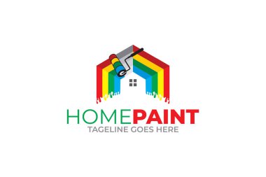 Renkli ev resimleri logo tasarım şablonu çizimi