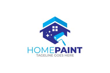 Renkli ev resimleri logo tasarım şablonu çizimi