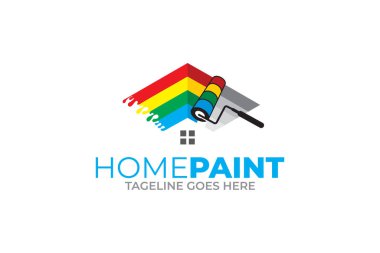 Renkli ev resimleri logo tasarım şablonu çizimi