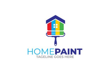 Renkli ev resimleri logo tasarım şablonu çizimi