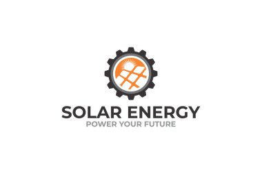 Yenilikçiliğin grafik vektörü güneş enerjisi logo tasarım şablonu