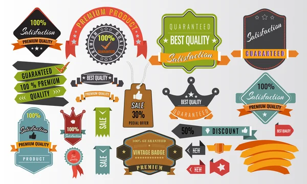 Etiketleri, afiş, Etiketler, çıkartmalar, Vintage vektör kümesi öğeleri rozetleri