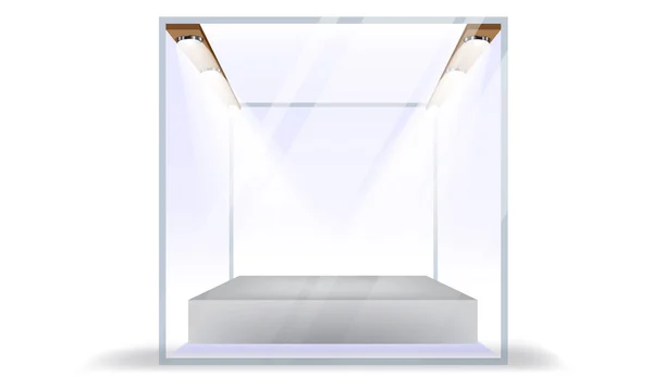 Vecteur vide boîte en verre transparent cube isolé sur fond blanc — Image vectorielle