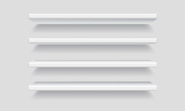 Vektör beyaz boş raf Raf üzerinde duvar arka plan izole