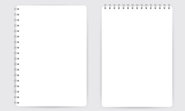 Beyaz vektöre izole edilmiş boş gerçekçi spiral not defteri