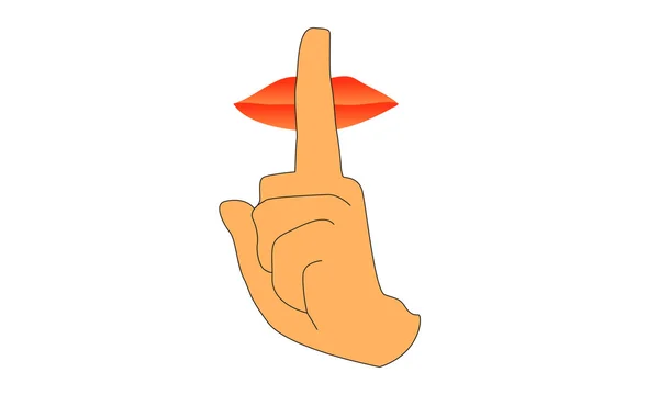 İllüstrasyon kırmızı kadın dudak Şşş işaret gösteren parmaklı — Stok Vektör