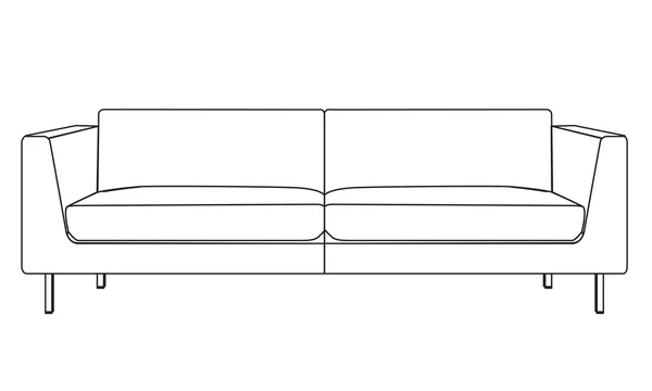 Meble sofa minimalistycznym stylu z kontur na białym tle — Wektor stockowy