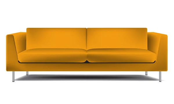 Realistische klassische orange Sofa isoliert auf weißem Hintergrund Vektor Illustration — Stockvektor