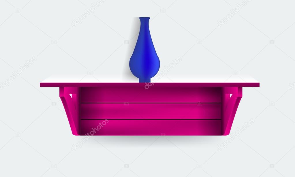 Vector dark empty Shelf Shelves Isolated on Wall Background