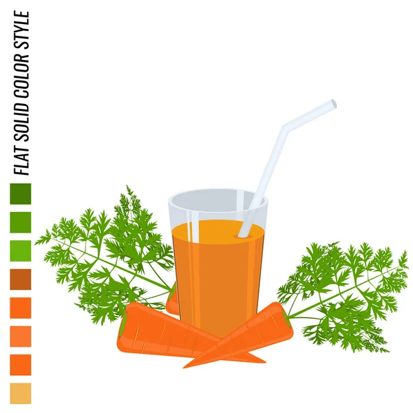 Свежая морковь, плоский цельный стиль, реалистичный лист здоровой пищи — стоковый вектор