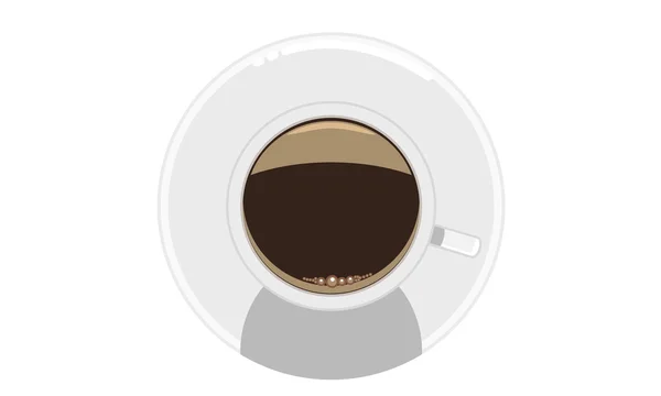 White mug of coffee with foam and saucer. Illustration vector — Wektor stockowy