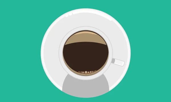 White mug of coffee with foam and saucer. Illustration vector — 스톡 벡터