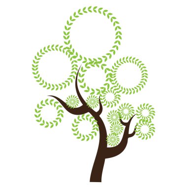 Yaratıcı soyut stilize ağaç. Düz ve düz renk tasarımı