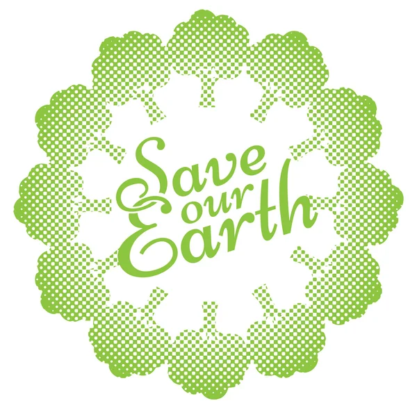 Aarde dag Eco groene vector ontwerp. Cirkel van organische bomen — Stockvector