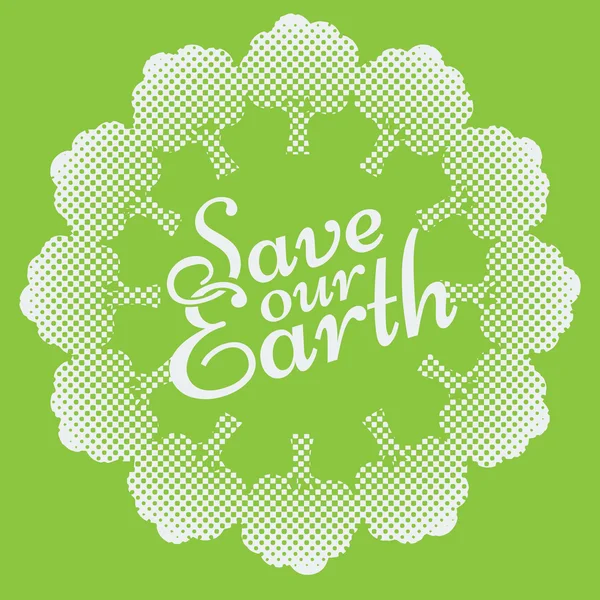 Dünya Günü Eko Yeşil Vektör Tasarım. Circle Organik Ağaçlar — Stok Vektör