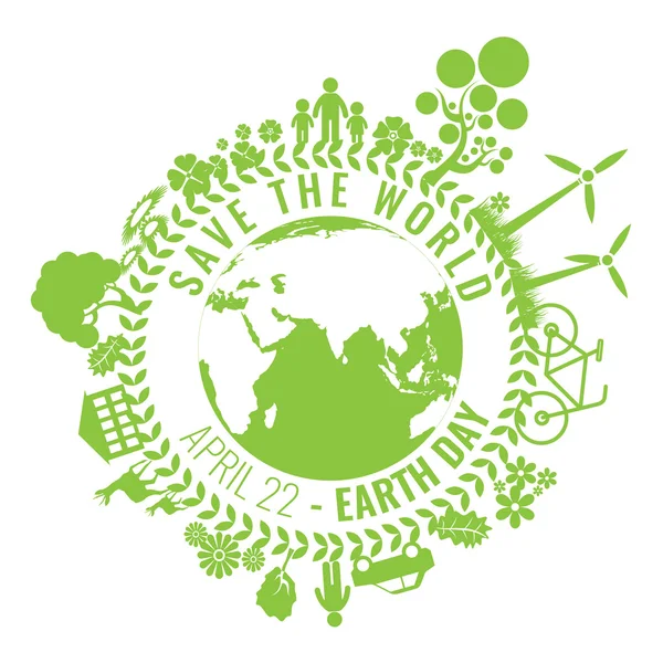 Çevre Dostu, yeşil enerji kavramı, vektör illüstrasyon. Dünya günü