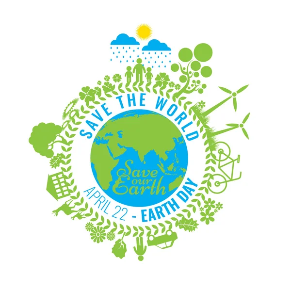 Çevre Dostu, yeşil enerji kavramı, vektör illüstrasyon. Dünya günü