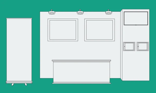 矢量空白贸易展览展位摊位。时髦的大纲样式 — 图库矢量图片