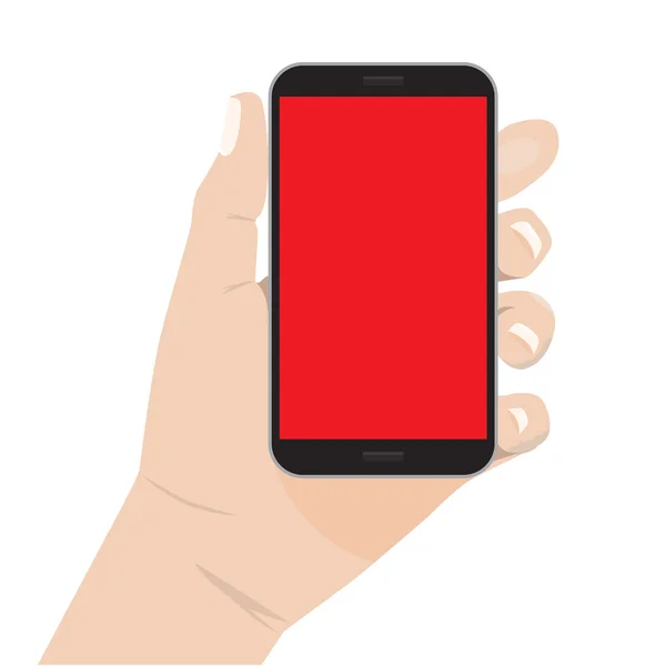 Hand hålla smart telefon. Isolerad, solid och platt färg design — Stock vektor