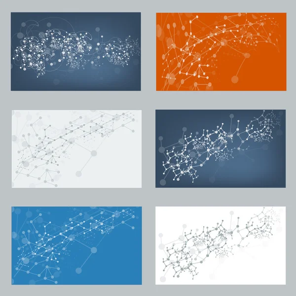 Vector Set of digital backgrounds for dna molecule structure. — Stock Vector