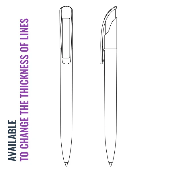 Penna, företagsidentitet, penna, markör med trendiga tunn kontur linjer. — Stock vektor