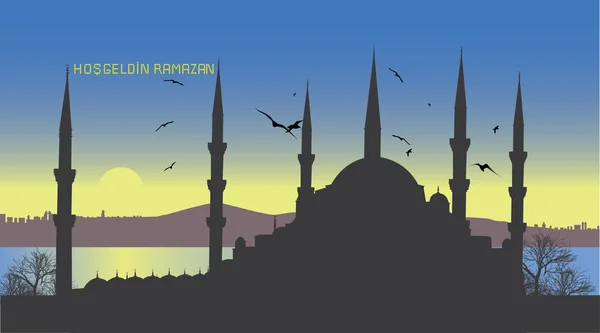 Ramadan Background for your greeting card with Istanbul city — Stock Vector