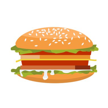 Düz düz renk stili vektör çizimi ile Hamburger simgesi