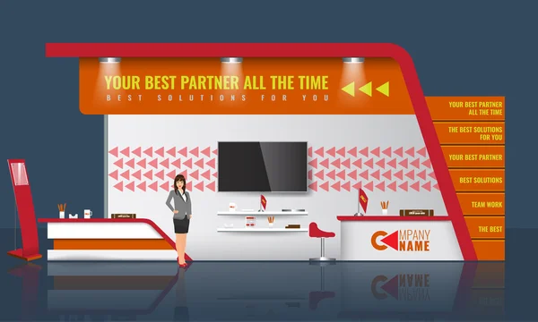 Yaratıcı sergi stand tasarımı. Ticaret Booth şablonu. Kurumsal kimlik vektör