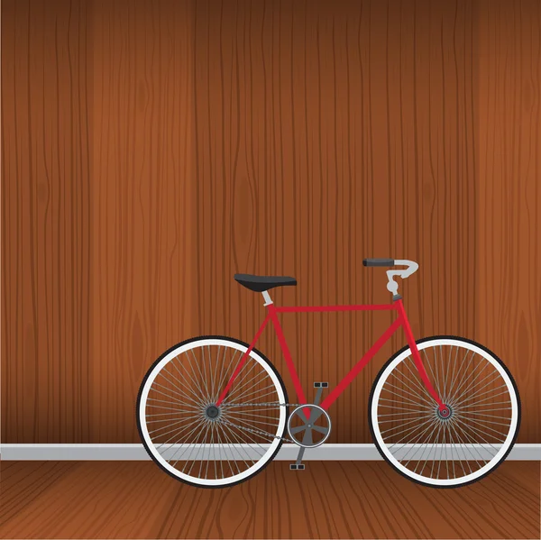 Vélo avec fond en bois naturel. Vecteur de style plat . — Image vectorielle