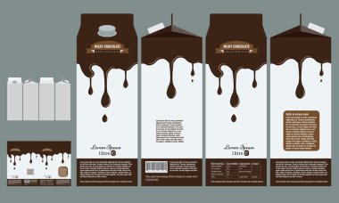 Sütlü çikolata kutusu marka paket tasarım şablonu.
