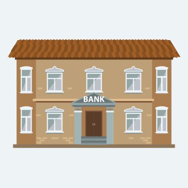 Beyaz arka plan üzerinde izole simgesi bina banka.