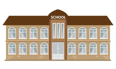 School building icon with flat color style. Illustrated vector. clipart