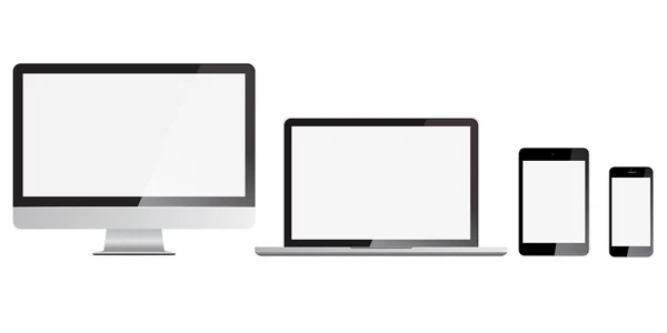 Zestaw nowoczesny monitor, komputer, laptop, telefon, tablet — Wektor stockowy